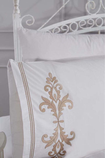 SteweHome Cotton Duvet Cover Set 200x220cm Double With 2 Pillowcases Beige