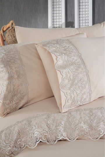 SteweHome Duvet Cover Set 200x220cm Double With 2 Pillowcases Brown