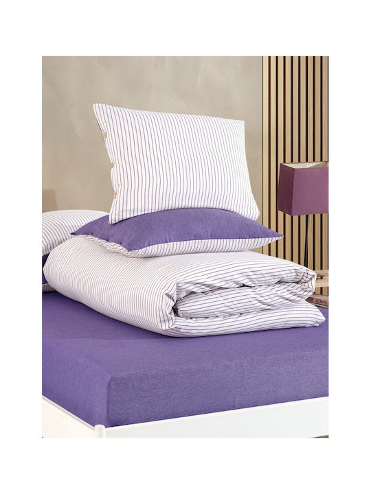 SteweHome Σετ Παπλωματοθήκη 200x220cm Διπλή με 2 Μαξιλαροθήκες Ριγέ