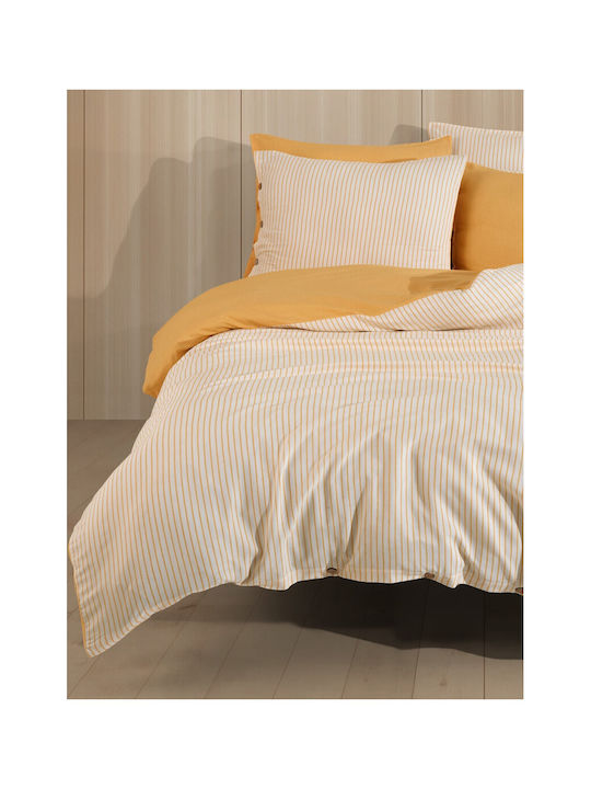 SteweHome Σετ Παπλωματοθήκη 200x220cm Διπλή με 2 Μαξιλαροθήκες Ριγέ