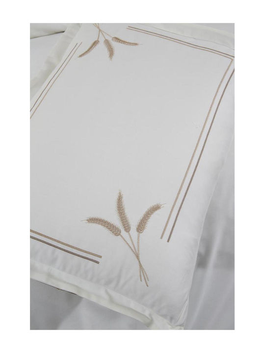 SteweHome Σετ Παπλωματοθήκη Βαμβακερή 200x220cm Διπλή με 2 Μαξιλαροθήκες Κρεμ