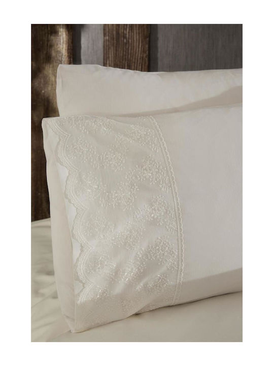 SteweHome Σετ Παπλωματοθήκη 200x220cm Διπλή με 2 Μαξιλαροθήκες Μπεζ
