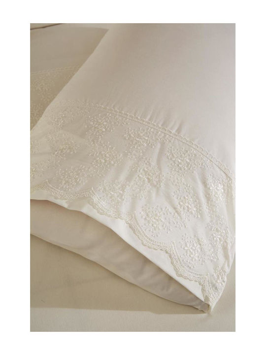 SteweHome Σετ Παπλωματοθήκη 200x220cm Διπλή με 2 Μαξιλαροθήκες Μπεζ