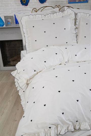 SteweHome Cotton Duvet Cover Set 200x220cm Double With 2 Pillowcases Dark Blue