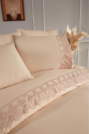SteweHome Duvet Cover Set 200x220cm Double With 2 Pillowcases Brown