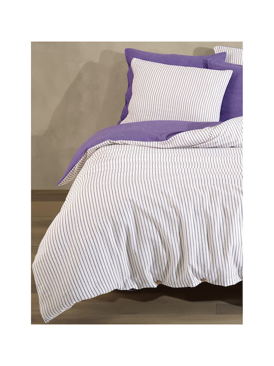 SteweHome Σετ Παπλωματοθήκη 200x220cm Διπλή με 2 Μαξιλαροθήκες Ριγέ