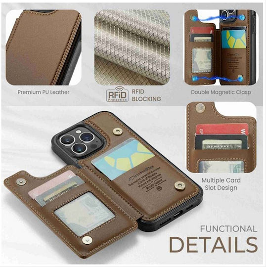 Caseme Wallet Δερμάτινο / Δερματίνης Καφέ (iPhone 15 Pro MaxNokia C22)