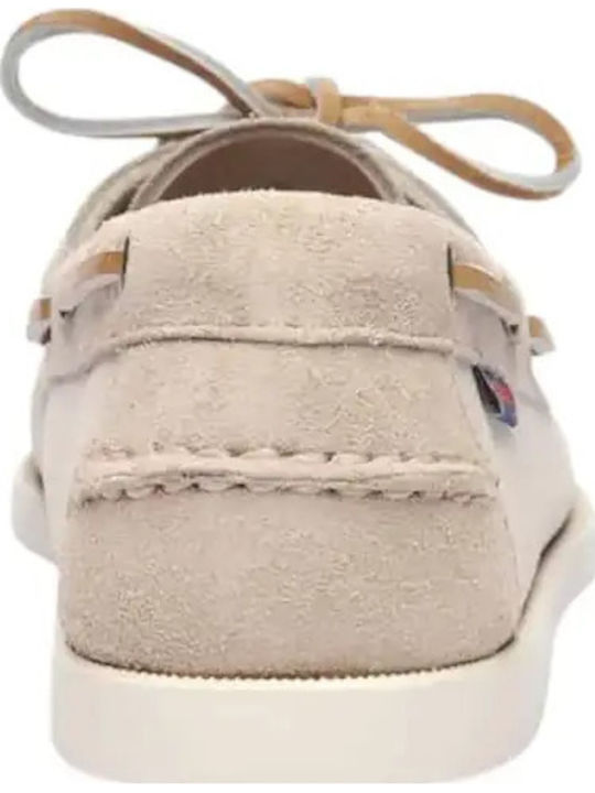 Leather Men's Boat Shoes in Beige Colour