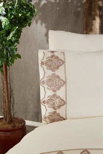 SteweHome Duvet Cover Set 200x220cm Double With 2 Pillowcases Beige