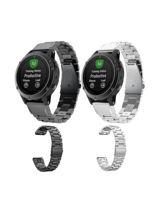 Garmin 20 mm Integrated Watch Strap Three Beads Flat Buckle Titanium Alloy Quick Release Silver