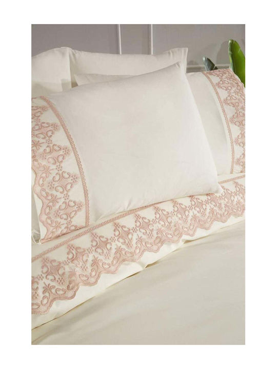 SteweHome Σετ Παπλωματοθήκη 200x220cm Διπλή με 2 Μαξιλαροθήκες Μπεζ