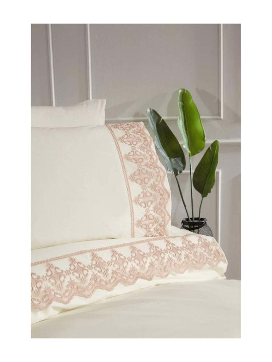 SteweHome Σετ Παπλωματοθήκη 200x220cm Διπλή με 2 Μαξιλαροθήκες Μπεζ