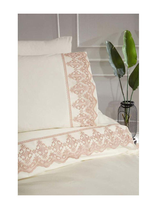 SteweHome Σετ Παπλωματοθήκη 200x220cm Διπλή με 2 Μαξιλαροθήκες Μπεζ