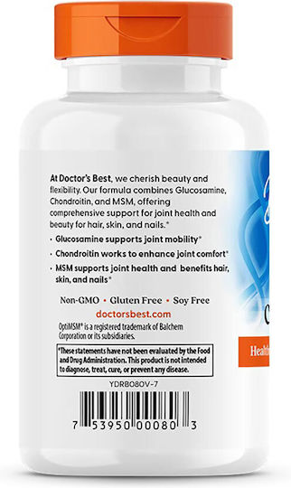 Doctor's Best Glucosamine Chondroitin MSM Συμπλήρωμα για την Υγεία Αρθρώσεων & Οστών 120 κάψουλες