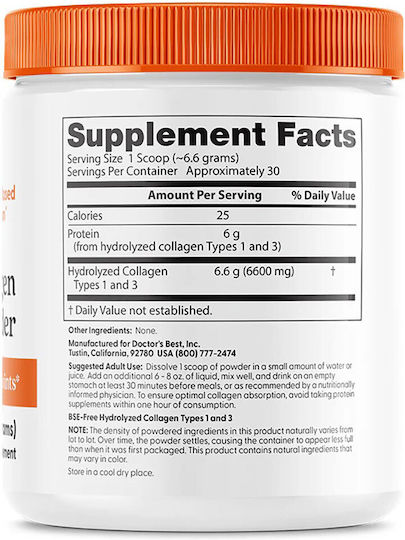 Doctor's Best Pure Collagen Types 1 & 3 1000mg 200gr