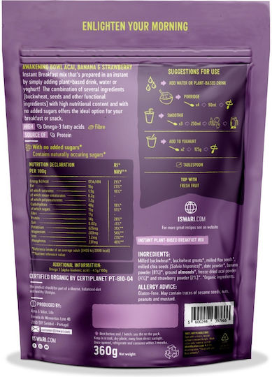 Iswari Organic Flakes Buckwheat Buddha's Awakening Acai Banana Strawberry 360gr 600-0150