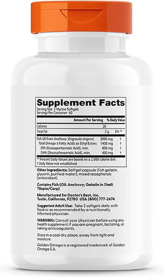 Doctor's Best Purified & Clear Omega 3 Fish Oil Fish Oil 1000mg 120 caps