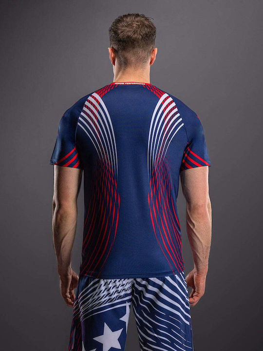 Venum Men's Short Sleeve Shirt VNMUFC-00602-518 for MMA Blue