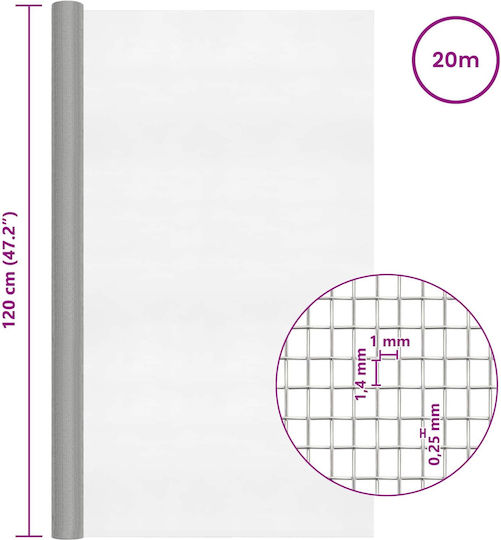 vidaXL 42039607 Silver Balcony Safety Net 1.2x20m