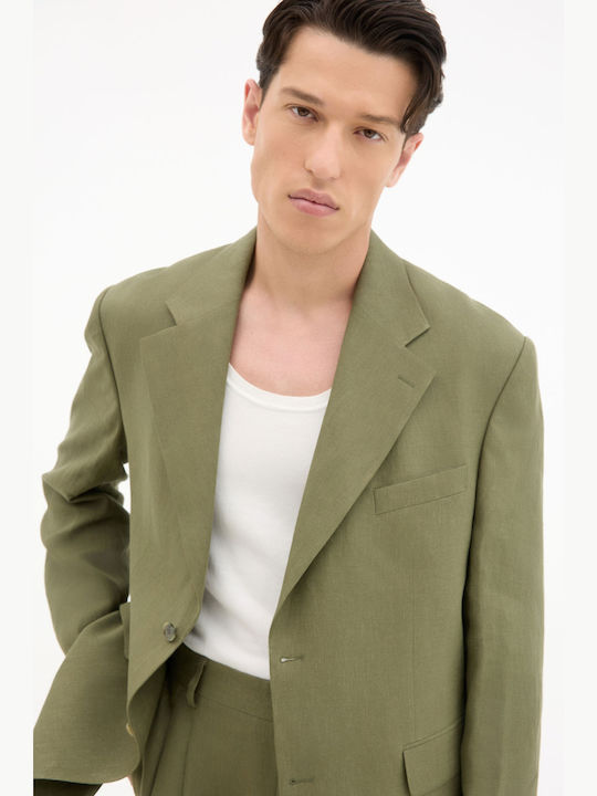 Summer Men's Suit Jacket Khaki