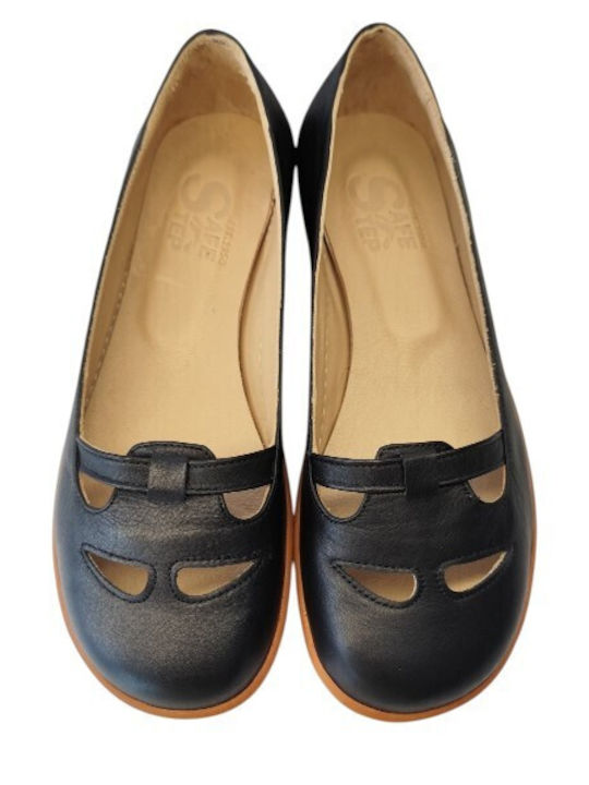 Leather Women's Ballerina Shoes in Black Colour
