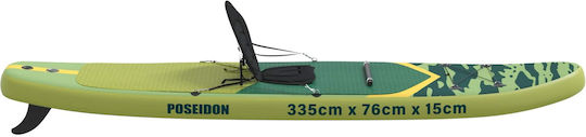 vidaXL Poseidon Φουσκωτή Σανίδα SUP με Μήκος 3.35m Πράσινη