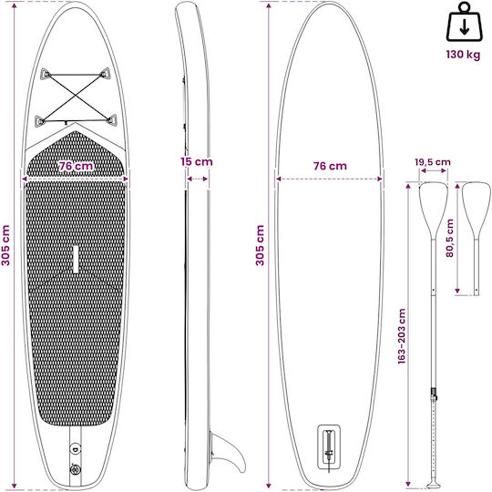 vidaXL Triton Φουσκωτή Σανίδα SUP με Μήκος 3.05m Μπλε