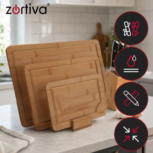 Set of Brown Bamboo Chopping Boards for Bread 3 Pieces
