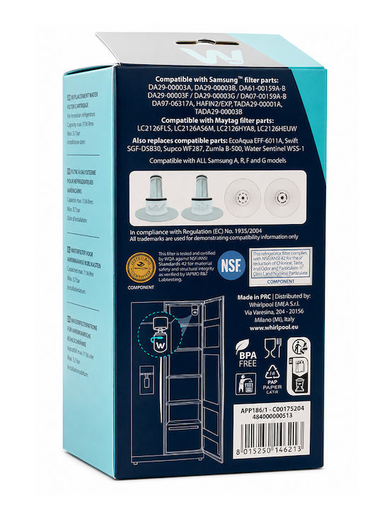 Interior Refrigerator Water Filter Samsung Wpro App100 Da29-00003b Da29-00003f Da29-00003g