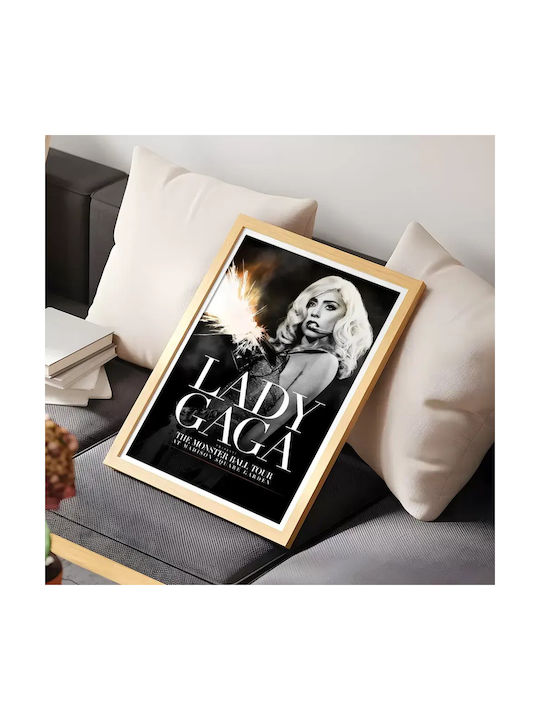 Music Poster Lady Gaga Ms063 40cm X 50cm Premium Black Wooden Frame