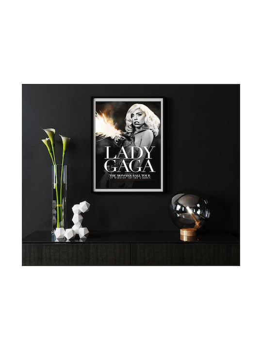Music Poster Lady Gaga Ms063 40cm X 50cm Premium Black Wooden Frame