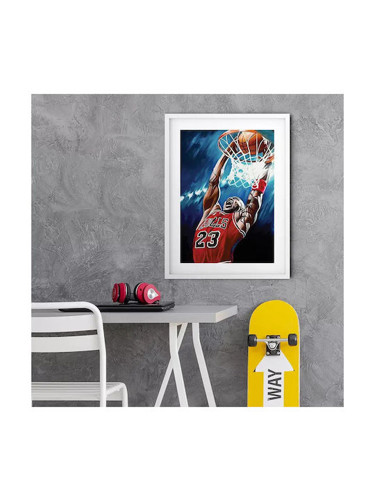 Poster Nba Jordan Chicago Bulls Kd0524 40cm X 50cm Premium Μαύρο Ξύλινο Κάδρο