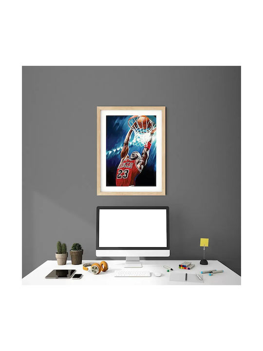 Poster Nba Jordan Chicago Bulls Kd0524 40cm X 50cm Premium Μαύρο Ξύλινο Κάδρο