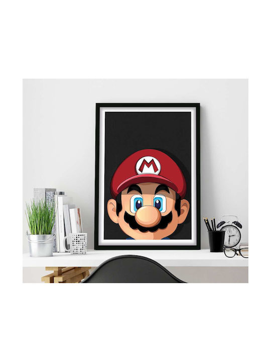 Gaming Poster Super Mario Gm003 40cm X 50cm Premium Μαύρο Ξύλινο Κάδρο