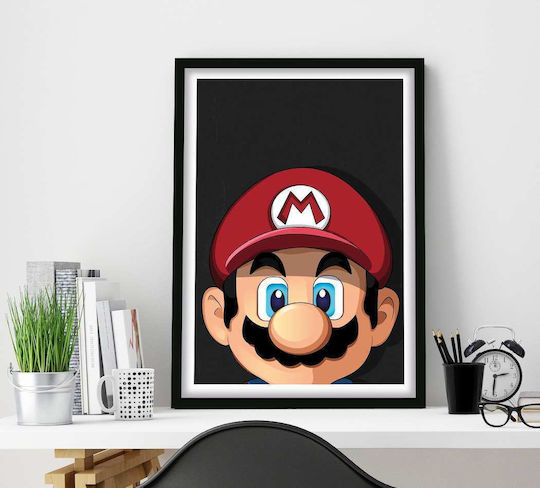 Gaming Poster Super Mario Gm003 40cm X 50cm Premium Μαύρο Ξύλινο Κάδρο