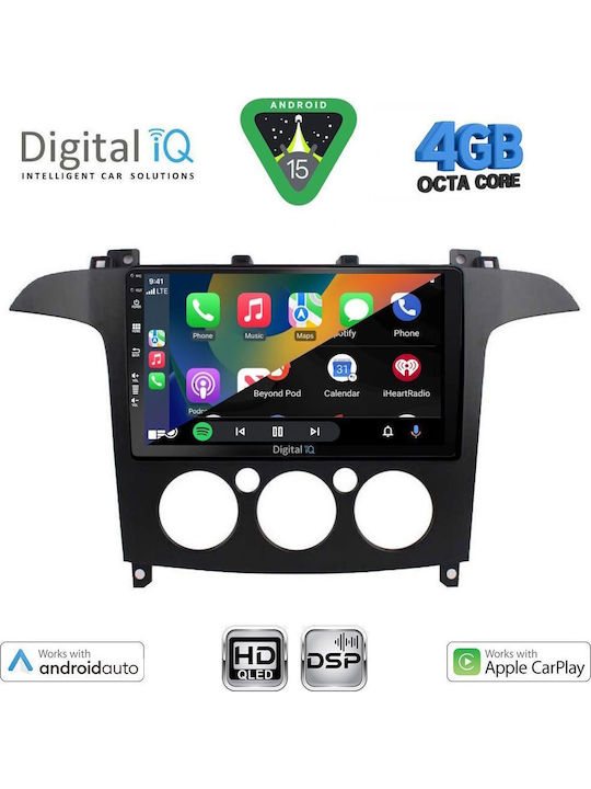 Digital IQ Car Audio System for Ford S-Max 2006-2014 with A/C Bluetooth USB WiFi GPS Apple CarPlay with 9" Touch Screen