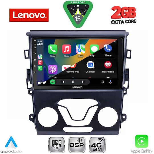 Lenovo Автомобилна Аудио Система За Ford Mondeo 2014-2023 С A/C (Bluetooth/USB/Вграден Wi-Fi/GPS/Apple CarPlay/Android Auto) С Touch Screen 9"
