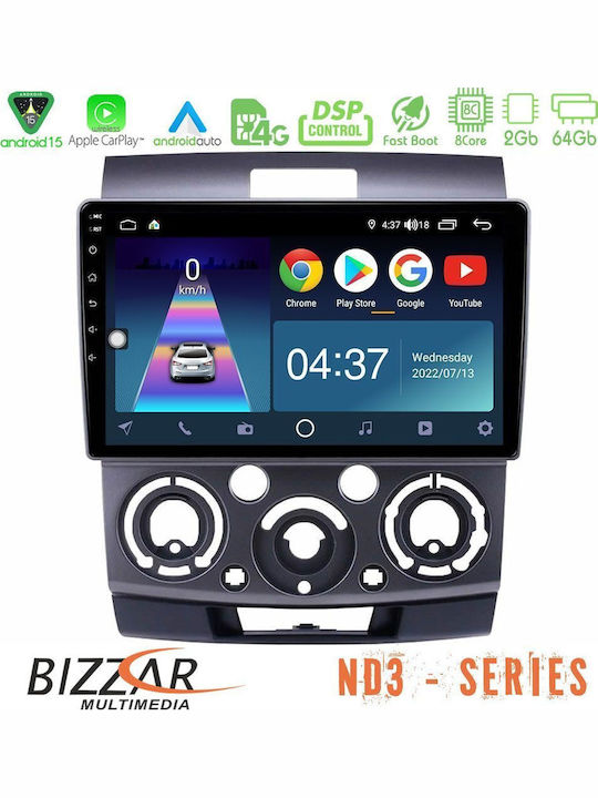 Bizzar Car Audio System for Ford Ranger Mazda BT-50 2007-2012 with Touch Screen 9" Bluetooth USB Wi-Fi GPS Apple CarPlay Android Auto
