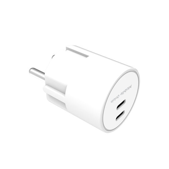 Mobile Origin Charger Without Cable GaN with 2 USB-C Ports 30W Power Delivery White (PW33)