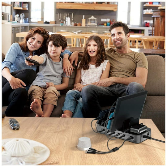 4Smarts Charging Station with USB-A Port and 5 USB-C Ports 100W in Black Colour 541805