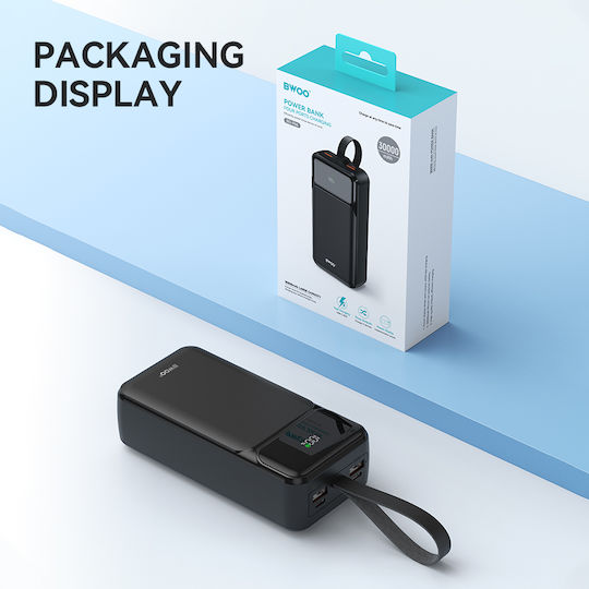 BWOO BO-P66 Power Bank 30000mAh 65W with 2 USB-A Ports and 2 USB-C Ports Power Delivery Black