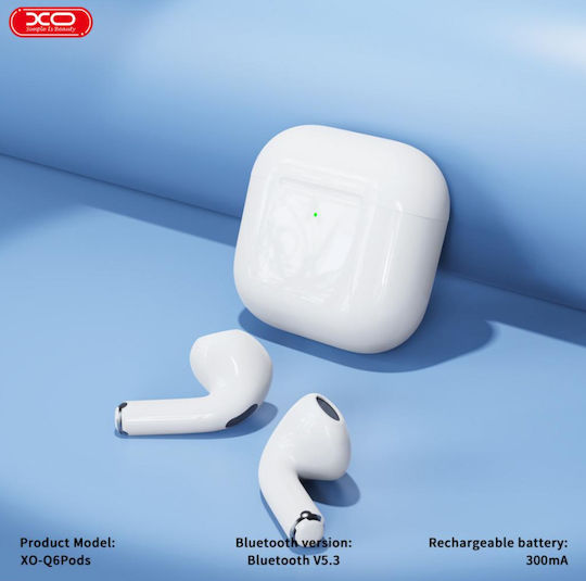 XO Q6 Pro Earbud Bluetooth Handsfree Ακουστικά με Θήκη Φόρτισης Λευκά