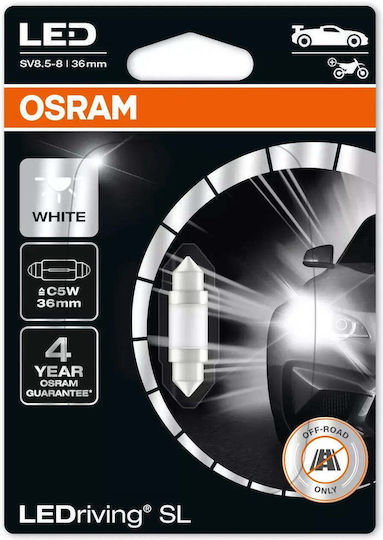Osram Крушка За Автомобил И Мотоциклет C5W / SV8.5-8 LED 6000K Студено Бяло 12V 0.75W