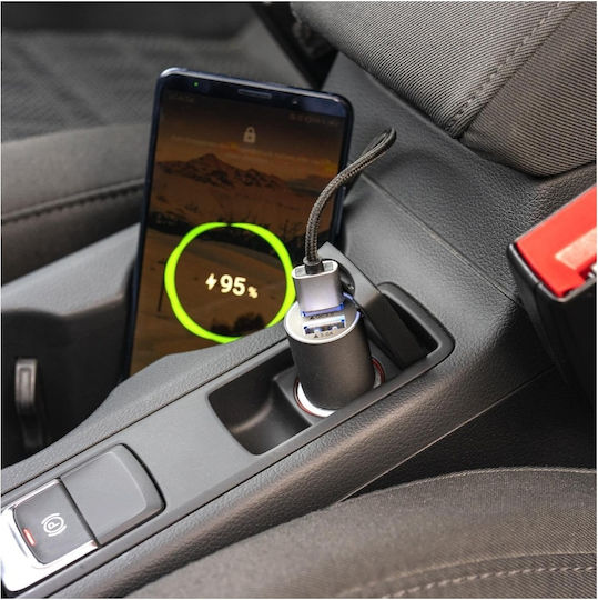 4Smarts Rapid Φορτιστής Αυτοκινήτου 30W 3.1A με Θύρες: 2xUSB και Ακουστικά Bluetooth Γκρι Χρώμα