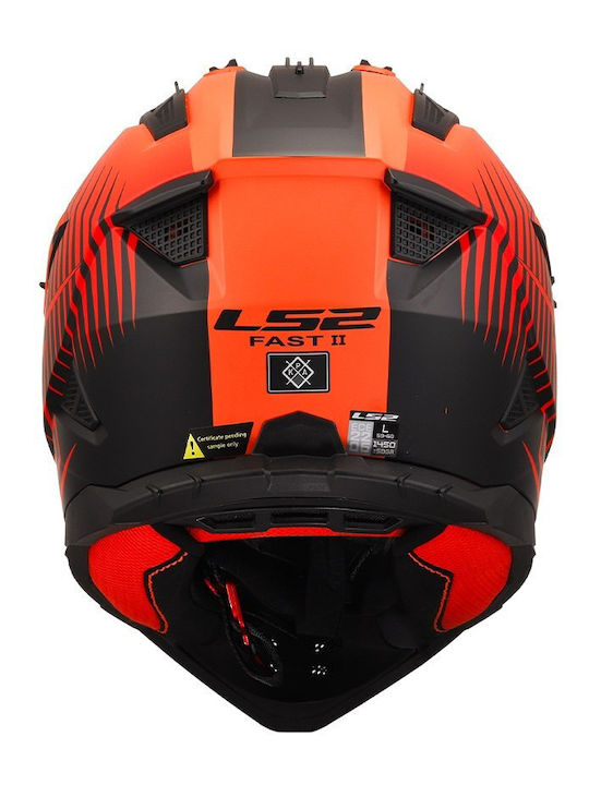 LS2 Fast II MX708 Matt Orange Black Κράνος Μηχανής Motocross ECE 22.06 1450gr
