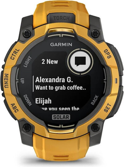 Garmin Instinct 3 Solar Aluminum 45mm Waterproof Smartwatch with Heart Rate Monitor Sunburst with Sunburst/Gray Band