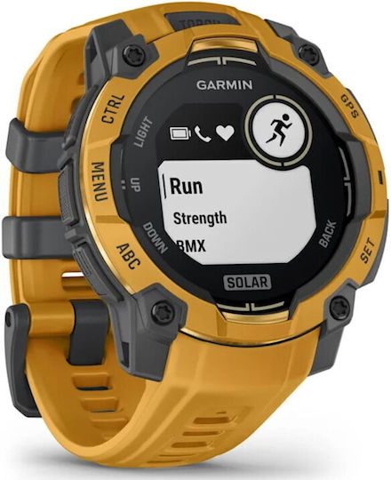 Garmin Instinct 3 Solar Aluminum 45mm Waterproof Smartwatch with Heart Rate Monitor Sunburst with Sunburst/Gray Band