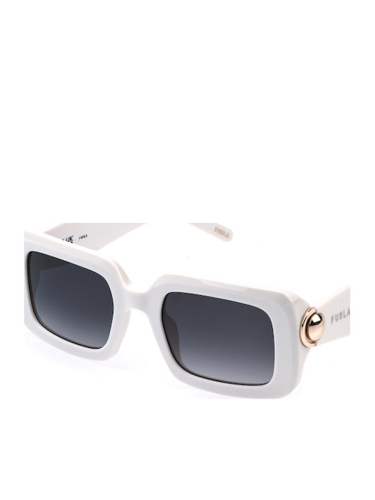 Furla Unisex Sunglasses with White Horn-Rimmed Frame SFU980 03GF
