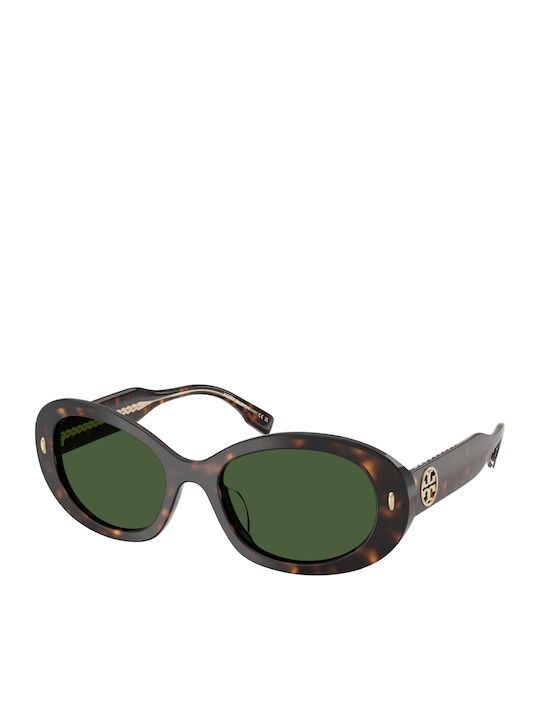 Tory Burch Γυναικεία Γυαλιά Ηλίου με Καφέ Ταρταρούγα Κοκκάλινο Σκελετό και Πράσινο Φακό TY7214U-172871