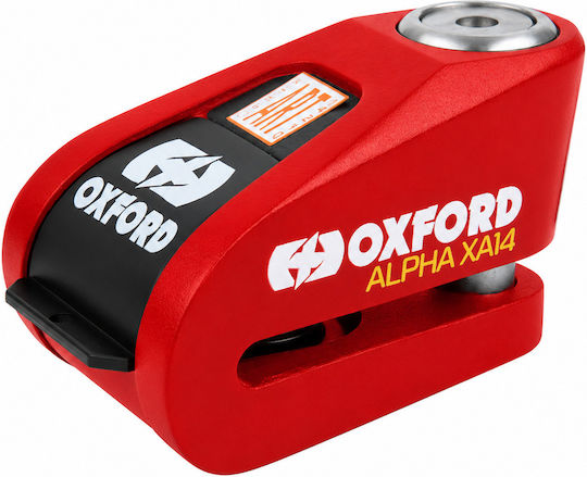 Oxford Motorcycle Disc Brake Lock with Alarm & 14mm Pin Red Colour